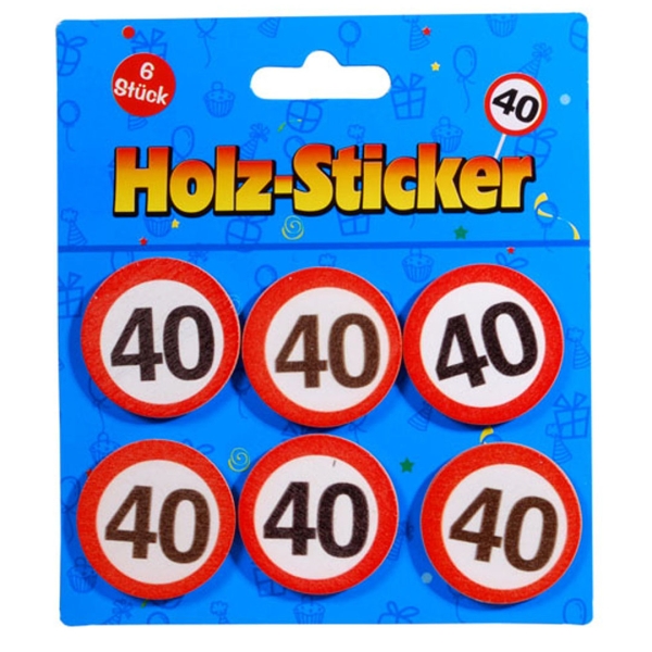 Holz-Sticker "40", 6-tlg