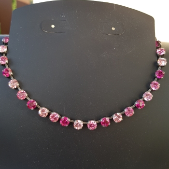 Collier Feuerstein 6mm - light rose/rose/fuchsia