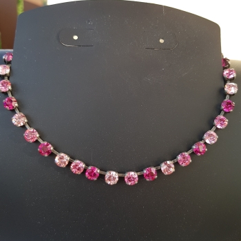 Collier M Feuerstein 6mm - light rose/rose/fuchsia