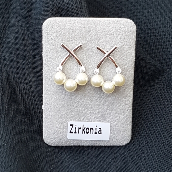 Ohrstecker rhodiniert Zirkonia/Perlen