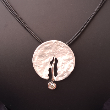 Collier rhodiniert, mit Kristall