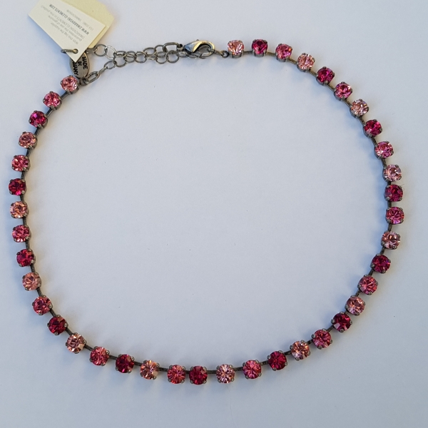 Collier Feuerstein 6mm - light rose/rose/fuchsia