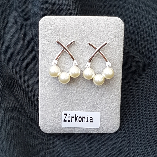 Ohrstecker rhodiniert Zirkonia/Perlen