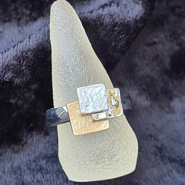 Ring rhodiniert, bi-color