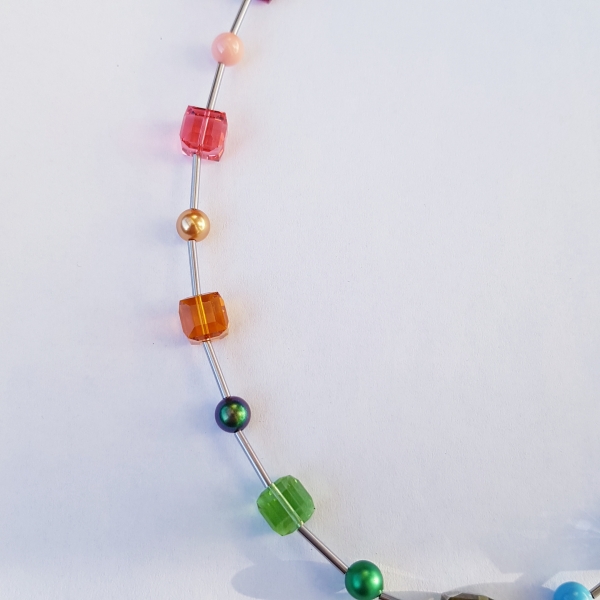 Collier Cube Würfel/Perle  bunt