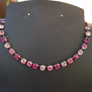 Collier Feuerstein 6mm - light rose/rose/fuchsia